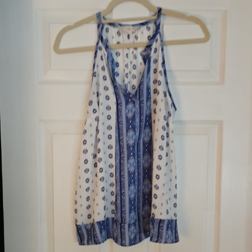 Pink Republic White and Blue Sleeveless Tank Top